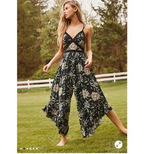Urban Outfitters Strappy Back Floral Wide Leg Jumpsuit